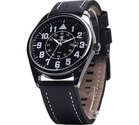 Smith & Wesson Men's Civilian Watch, 3ATM, Tough Stainless Steel case, Date Display, Genuine Leather Strap, 43mm