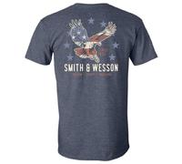 Smith & Wesson Officially Licensed Men's Crewneck T-Shirt, Americana Pride, Flag and Eagle Graphic Short Sleeve Tee, Denim Heather, Large