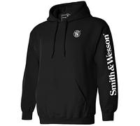 Smith & Wesson Officially Licensed Men's Hooded Sweatshirt, Long Sleeve Pullover Graphic Hoodie with Arm and Chest Logo, Black, XL