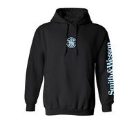 Smith & Wesson Officially Licensed Men's Hooded Sweatshirt, Long Sleeve Pullover Graphic Hoodie with Arm and Chest Logo, Black/Electric Blue, L