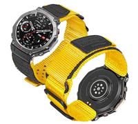 SMITHA Watch Band Compatible with T-Rex/T-Rex PRO/T-Rex 2/T-Rex 3/T-Rex 3 PRO (44/48mm)/T-Rex Ultra 1/2, Durable Nylon 3-Loop Strap with Leather Patch, T-Rex ultra/Yellow