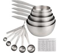 Smithcraft Measuring Cups and Spoons, 12 Piece Metric & US 18/8 Stainless Steel Measuring Cup and Spoon Set, Dry Metal Measuring Cups Spoons & Leveler & Measure Equivalents for Kitchen & Baking