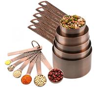 Smithcraft Measuring Cups and Spoons Set 12, Copper Measuring Cups and Spoons Set, Stainless Steel Measuring Cups and Spoons Set, 5 Measure Cups & 6 Measuring Spoons w/Leveler for Kitchen&Baking