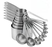 Smithcraft Measuring Cups and Spoons Set 18, Metric&US 18/8 Stainless Steel Measuring Cups and Spoons for Kitchen &Baking, Metal Measue Cup and Spoon for Dry&Liquid, 8 Measure Cups&9 Spoons w/Leveler