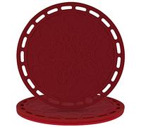 Smithcraft Silicone Trivet Big Round Pot Holder and Trivet for Hot Dishes and Pots, Hot Mat for Countertops, Tables, Spoon Rest - Set of 3 (Merlot Red)