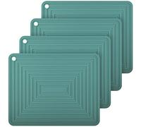 Smithcraft Silicone Trivet Mat for Hot Pots and Pans, Heat Resistant Hot Pads for Kitchen Counter, Multi-Purpose Hot Mats, Versatile Trivets Mats, Durable and Flexible Silicone Hot Pad Teal Set of 4