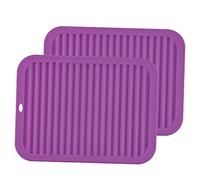 Smithcraft Silicone Trivets for Hot Dishes, Pots and Pans, Hot Pad 9" X12 for Kitchen, Multi-Purpose Trivet Mat, Heat Resistant Mat for Quartz Counter & Table, Silicone Pot Holders Set 2 Purple