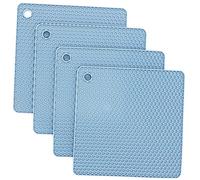 Smithcraft Silicone Trivets for Hot Dishes, Pots and Pans, Hot Pads for Kitchen, Blue Silicone Pot Holders Mats for Kitchen Quartz Counter Heat Resistant Mat, Flexible Table Trivet Mat Set 4