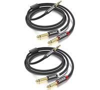 Smithok 2pack 6.6Ft 3.5mm TRS to Dual 6.35mm Stereo Cable 1/8 TRS to Dual 6.35mm 1/4 TS Mono Y Splitter Audio Cord Adapter for Smartphone, Mixer,PC, CD Player, Speakers and Home Stereo System
