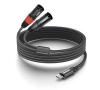 Smithok USB C to 2 XLR Male Stereo Power Amplifier Cable,USB Type C to Dual XLR Male Audio Cable,Mobile Phone USB C Connection Active Speaker, Power Amplifier Audio Cord-6.6Ft(Black)