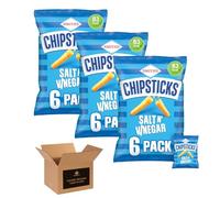 Smiths Chipsticks - Light & Crispy Flavoured Corn Snacks | Low Calorie Retro British Savoury Crisps | 6 Snack Bags | Lunchbox Snacks (Pack 3, Salt & Vinegar)