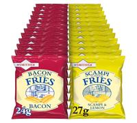Smiths Savoury Snacks Bundle Scampi Fries 12 x 27g and Bacon Fries 12 x 24g Mixed Selection Pack (24 Bags Total)