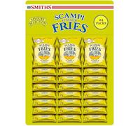 Smiths Scampi Fries Snack Pack - Crispy Savoury Snacks, Flavour Bites, Crispy Flavour Bar - Classic British Pub Favourite-Retro Bar Favourite- Gift Hamper ((Pack of 24, Scampi Fries)