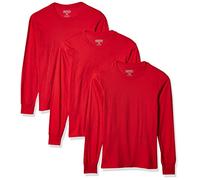 Smith's Workwear Men's Quick Dry Long Sleeve Crew Neck Tee, 3-Pack T-Shirt, Team Red, S (Pack of 3)