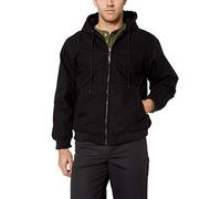 Smith's Workwear Men's Sherpa-Lined Duck Canvas Hooded Jacket, Black, Medium