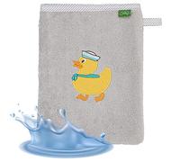 Smithy Children's Face Cloth for Boys and Girls, 100% Cotton, Absorbent and Soft Wash Mitt Oeko-Tex-100 Certified, Ducks in Light Grey