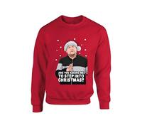 Smithy Step into Christmas Jumper Festive Funny Gavin and Stacey Meme Xmas Sweater Secret Santa Gift Unisex Kids Adults Sweatshirt(XXL, Red)