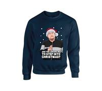 Smithy Step into Christmas Jumper Festive Funny Gavin and Stacey Meme Xmas Sweater Secret Santa Gift Unisex Kids Adults Sweatshirt(L, Navy)