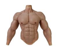SMITIZEN Smtizen Silicone Muscle Suit Upgraded Male Chest with Arms Artificial Abs Realistic Fake Muscle Top Costume Cosplay Halloween Carnival (Tan)