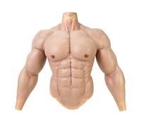 SMITIZEN Smtizen Silicone Muscle Suit Upgraded Male Chest with Arms Artificial Abs Realistic Fake Muscle Top Costume Cosplay Halloween Carnival (Caucasian)