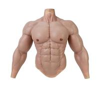 SMITIZEN Smtizen Silicone Muscle Suit Upgraded Male Chest with Arms Artificial Abs Realistic Fake Muscle Top Costume Cosplay Halloween Carnival (Natural)