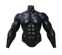 SMITIZEN Smtizen Silicone Muscle Suit Upgraded Male Chest with Arms Artificial Abs Realistic Fake Muscle Top Costume Cosplay Halloween Carnival (Black)