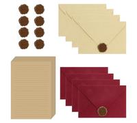 Smivyhp Pack of 36 Letter Paper with Envelope, Vintage Writing Paper Elegant with 8 Linen Envelopes, 20 Vintage Paper and 8 Wax Seal Stickers for Birthday, Love Letter & Wedding Invitation