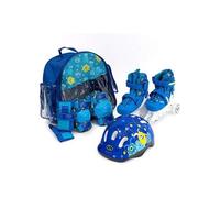 SMJ Children's Set 2-in-1 Inline Roller Skates Adjustable Inline Skates with LED Wheels + Protector Set + Helmet + Bag