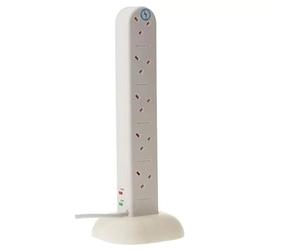 SMJ S10WTTB - 10SKT 2MTR 13A Mini Surge Tower White with Neon