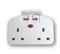 SMJ Twin UK to USA Plug Adaptor with Two USB Ports