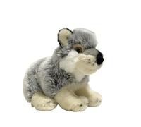 SMJWH Adorable Wolf Cub Soft Toy Realistic Grey Pup Plushie Stuffed Animal Wildlife Doll Gift for Kids