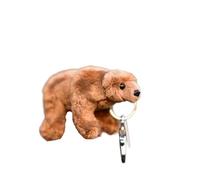 SMJWH Brown Bear Plush Keychain, Realistic Grizzly Stuffed Animal Keyring, Cute Soft Toy Bag Charm, Mini Doll for Kids & Adults