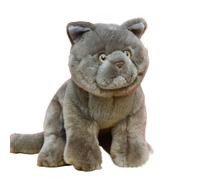 SMJWH Cute British Shorthair Blue Plush Toy Soft Grey Kitten Stuffed Animal Doll Realistic