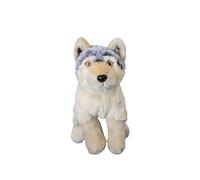 SMJWH Cute Grey Wolf Plush Toy Realistic Dog Stuffed Animal Doll Soft Snuggle Companion Gift for Wildlife Fans