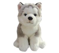 SMJWH Cute Husky Plush Toy Stuffed Siberian Puppy Doll Soft Cuddly Dog Animal, for Kids and Adults(Sitting posture)