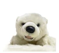 SMJWH Cute Lying Polar Bear Plush Toy Soft White Arctic Animal Stuffed Doll Sensory Toy for Kids