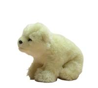 SMJWH Cute Polar Bear Cub Plush Toy Stuffed Animal Realistic Arctic Wildlife Doll Soft Cuddly Gift for Kids Adults