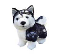 SMJWH Cute Siberian Husky Dog Plush Toy, Soft Stuffed Animal Puppy, Realistic Cuddly Doll Gift for Kids & Lovers(20 cm long and 20 cm high)