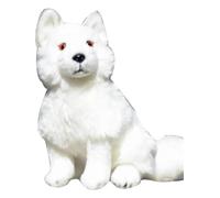 SMJWH Cute Simulation White Arctic Fox Plush Toy - Soft Stuffed Animal Model for Display & Kids Gift