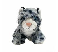 SMJWH Cute Snow Leopard Plush Toy Kitten Cub Stuffed Animal with Stable Beads Soft Grey Black Spots Kids Gift