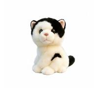 SMJWH Grey Tabby Plush Toy, Cute Kitty Stuffed Animal, Soft Velvet Faux, Realistic Kitten for Kids(Black)