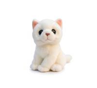 SMJWH Grey Tabby Plush Toy, Cute Kitty Stuffed Animal, Soft Velvet Faux, Realistic Kitten for Kids(White)