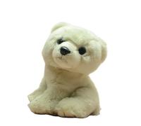 SMJWH Mini Polar Bear Cub Plush Toy Stuffed Animal Sitting Pose Fluffy Arctic Doll | Realistic Cuddly Wildlife Gift for Kids