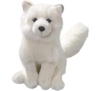 SMJWH Realistic Arctic Fox Plush Toy, White Foxy Doll, Soft and Cuddly Animal, Winter Forest Creature Plushie, Gift for Kids