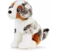 SMJWH Realistic Australian Shepherd Puppy Plush Toy Stuffed Blue Merle Farm Dog Soft Cuddly Companion Model Educational Herding Dog Lover Gift