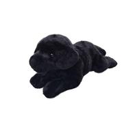 SMJWH Realistic Black Labrador Puppy Plush Toy Soft Stuffed Dog Doll Cuddly Pet Companion Christmas Birthday Gift(Prone length 38cm)