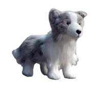 SMJWH Realistic Border Collie Plush Toy Cute Grey & White Stuffed Dog Animal Doll Soft Cuddly Gift for Kids
