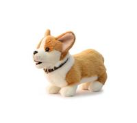 SMJWH Realistic Corgi Dog Plush Toy, Soft Welsh Puppy Stuffed Animal Doll, Lover Gift, Brown & White(30cm)