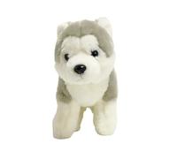 SMJWH Realistic Husky Puppy Plush Toy - Cute Grey & White Dog Stuffed Animal Cuddly Sitting Wolf Doll Kids Birthday Gift