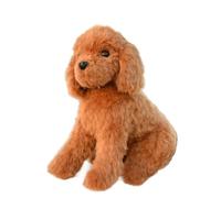 SMJWH Realistic Poodle Plush Toy, Lying Stuffed Dog, Lifelike Pet Puppy Doll, Soft Cuddly for Kids, Brown Lovers Gift